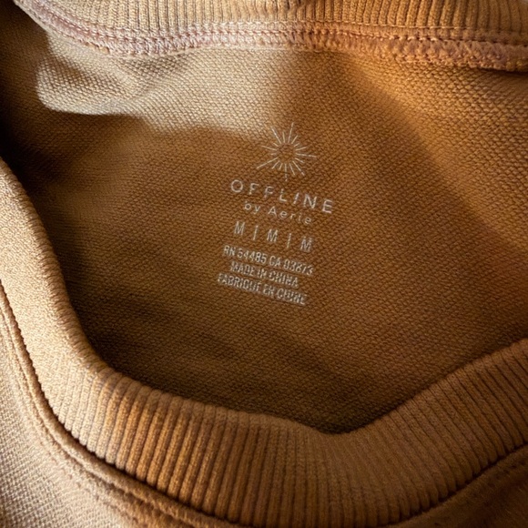 aerie Short-Sleeve Crop Top in Camel/Tan - Picture 2 of 3